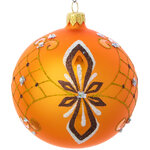 Стеклянный елочный шар Янтарь 9 см оранжевый