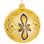 Стеклянный елочный шар Янтарь 9 см золотой