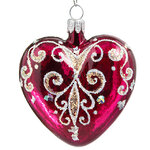 Стеклянная елочная игрушка Сердечко Элегия 6.5 см фуксия, подвеска
