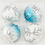 Набор стеклянных елочных шаров Зимнее сияние 7 см, 4 шт, бирюзовый