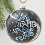 Стеклянный елочный шар Зодиак - Звездный Кот Альбус 8 см черный