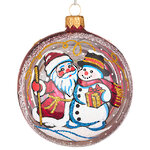 Стеклянный елочный шар Морозный День 9 см красный