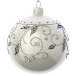 Стеклянный елочный шар Жасмин 85 мм белый