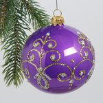 Стеклянный елочный шар Феерия 85 мм фиолетовый
