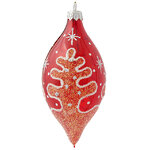 Стеклянная елочная игрушка - сосулька Елочка 11 см красная, подвеска