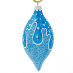 Стеклянная елочная игрушка - сосулька Коралл 11 см голубая, подвеска