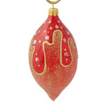 Стеклянная елочная игрушка - сосулька Коралл 11 см красная, подвеска