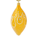 Стеклянная елочная игрушка - сосулька Коралл 11 см золотая, подвеска