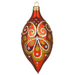 Стеклянная елочная игрушка - сосулька Лика 11 см красная, подвеска