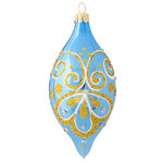 Стеклянная елочная игрушка - сосулька Лика 11 см васильковая, подвеска