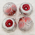 Набор стеклянных елочных шаров Зимние фонарики 8 см, 4 шт красный