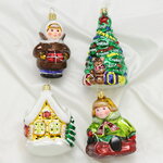 Набор стеклянных елочных игрушек Чук и Гек 8-10 см, 4 шт, подвеска