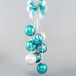 Гирлянда из новогодних шаров Батик 45 см бирюзовая, стекло