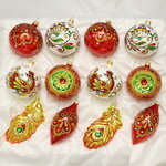 Набор стеклянных елочных игрушек Жар-птица 9-11 см, 12 шт, подвеска