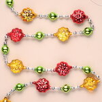 Бусы на елку Цветок 130 см красный с золотым