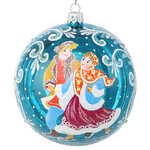 Стеклянный елочный шар Ледяные Кружева 11 см голубой