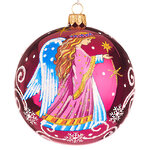 Стеклянный елочный шар Нежность 10 см вишневый