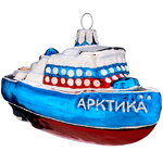Елочная игрушка Ледокол Триколор 10 см, стекло