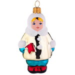Елочная игрушка Девочка с флажком 8 см, стекло