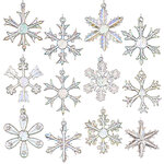 Набор стеклянных елочных игрушек Снежинки Tridentum 5 см, 12 шт, подвеска