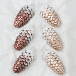 Набор стеклянных елочных игрушек Шишки Сосновые 8 см, 6 шт