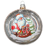 Стеклянный елочный шар Морозко 9 см золотой