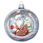 Стеклянный елочный шар Морозко 9 см синий