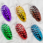 Набор стеклянных елочных игрушек Шишки Сосновый Бор 8 см, 6 шт