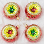 Набор стеклянных елочных шаров Фонарики 6 см, 4 шт красный