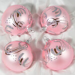 Набор стеклянных елочных шаров Бабочка 4*75 мм розовый