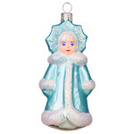 Стеклянная елочная игрушка Снегурочка 8 см голубая, подвеска