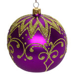 Стеклянный елочный шар Вечерний 95 мм фиолетовый