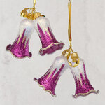 Стеклянное елочное украшение Колокольчики Звонкие 8.5 см фиолетовые, подвеска
