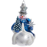 Стеклянная елочная игрушка Снеговик Ловец Звезд 14 см, подвеска