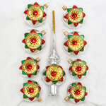 Набор стеклянных елочных шаров с верхушкой Арлекино