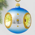 Стеклянный елочный шар Фонарики 8 см голубой