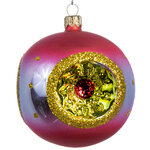 Стеклянный елочный шар Фонарики 8 см розовый