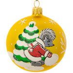 Стеклянный елочный шар Лесной 7 см золотой