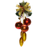 Елочное украшение Гирлянда Новелла 35 см красная, стекло