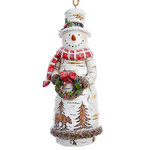 Елочная игрушка Снеговик - Лесовичок с венком 13 см, подвеска