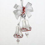 Стеклянное елочное украшение Колокольчики - Серебряный Звон 25 см красный