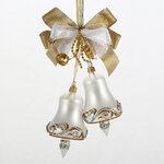 Стеклянное елочное украшение Колокольчики - Серебряный Звон 25 см золотой