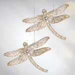 Елочная игрушка Стрекоза Эннолия 10 см, 2 шт, золотая, подвеска