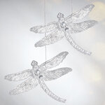 Елочная игрушка Стрекоза Эннолия 10 см, 2 шт, серебряная, подвеска
