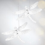 Елочная игрушка Стрекоза Эннолия 10 см, 2 шт, белая, подвеска