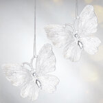Елочная игрушка Бабочка Аурелия 11 см, 2 шт, белая, подвеска