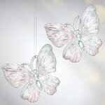 Елочная игрушка Бабочка Аурелия 11 см, 2 шт, перламутровая, подвеска