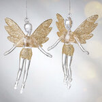Елочная игрушка Фея Донна-Белла с золотыми крыльями 12 см, 2 шт, подвеска