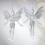 Елочная игрушка Фея Донна-Белла с серебряными крыльями 12 см, 2 шт, подвеска