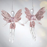 Елочная игрушка Фея Донна-Белла с розовыми крыльями 12 см, 2 шт, подвеска